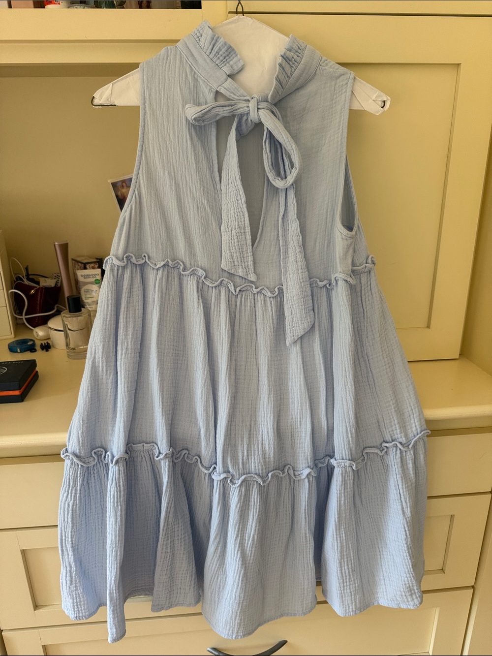 Tuckernuck Light Blue Sleeveless Ruffle-Trim Tiered Mini Dress - Picture 2 of 2